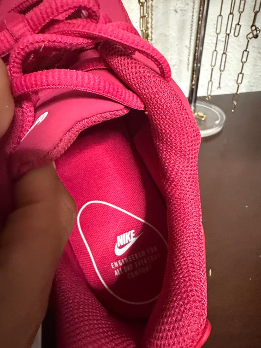 Nike women Red and White Air Mesh Sneaker - Picture 6 of 7